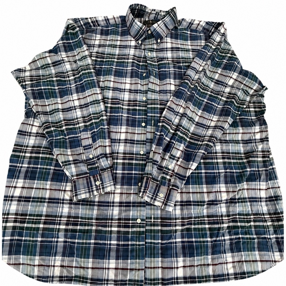 Men’s Ralph Lauren Blue, Green & White Plaid Performance Shirt Size 4XLT